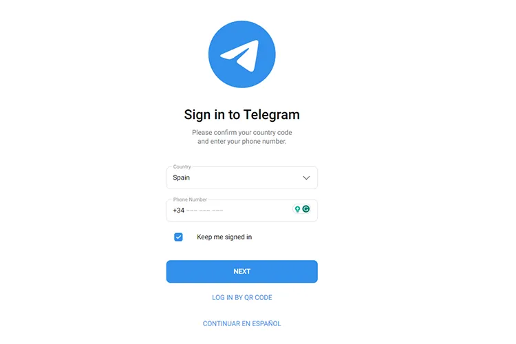 Telegram Web Inicio de Sesión desde el navegador