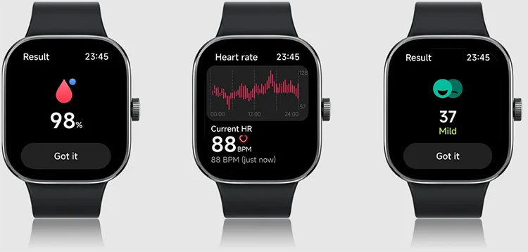 Redmi Watch 4 medición de frecuencia cardiaca, oxígeno en sangre y estrés